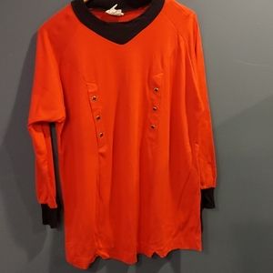 Japanese Weekend Red Black Long Sleeve Nursing Top Medium